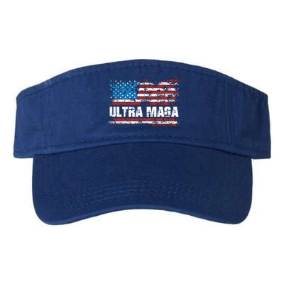 Ultra MAGA Distressed United States Of America USA Flag Valucap Bio-Washed Visor