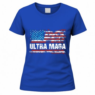 Ultra MAGA Distressed United States Of America USA Flag Women's T-Shirt