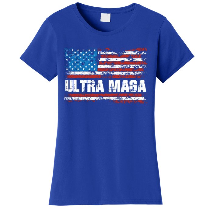 Ultra MAGA Distressed United States Of America USA Flag Women's T-Shirt