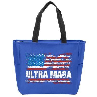 Ultra MAGA Distressed United States Of America USA Flag Zip Tote Bag