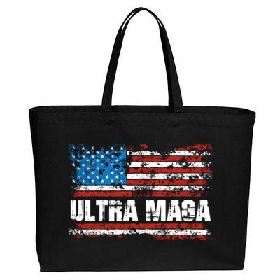 Ultra MAGA Distressed United States Of America USA Flag Cotton Canvas Jumbo Tote