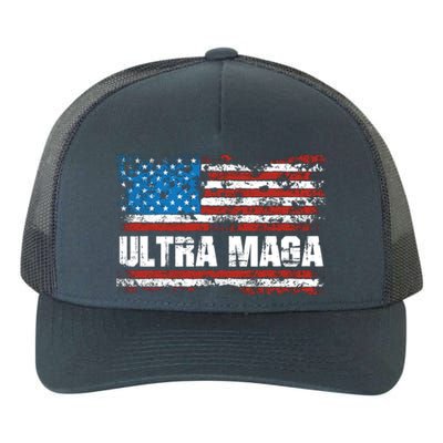 Ultra MAGA Distressed United States Of America USA Flag Yupoong Adult 5-Panel Trucker Hat