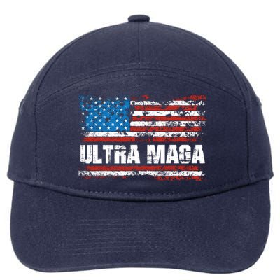 Ultra MAGA Distressed United States Of America USA Flag 7-Panel Snapback Hat