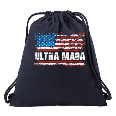 Ultra MAGA Distressed United States Of America USA Flag Drawstring Bag