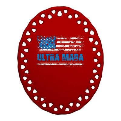 Ultra MAGA Distressed United States Of America USA Flag Ceramic Oval Ornament