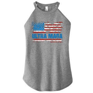 Ultra MAGA Distressed United States Of America USA Flag Women's Perfect Tri Rocker Tank