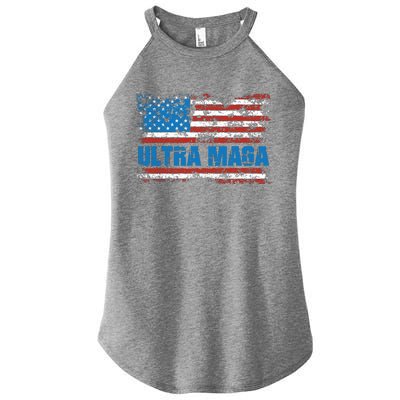 Ultra MAGA Distressed United States Of America USA Flag Women's Perfect Tri Rocker Tank