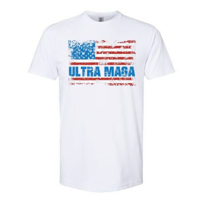 Ultra MAGA Distressed United States Of America USA Flag Softstyle CVC T-Shirt