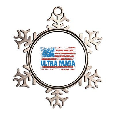 Ultra MAGA Distressed United States Of America USA Flag Metallic Star Ornament