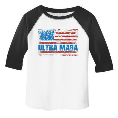 Ultra MAGA Distressed United States Of America USA Flag Toddler Fine Jersey T-Shirt