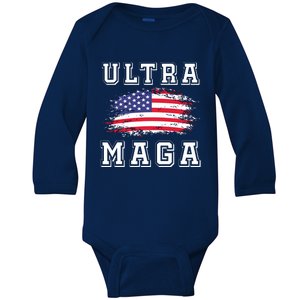 Ultra Maga Donald Trump American Pro Freedom Ultramaga Baby Long Sleeve Bodysuit