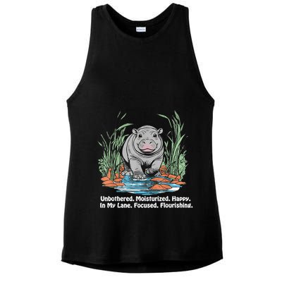 Unbothered Moo Deng Bouncy Pig Meme Cute Baby Hippo Viral Ladies PosiCharge Tri-Blend Wicking Tank