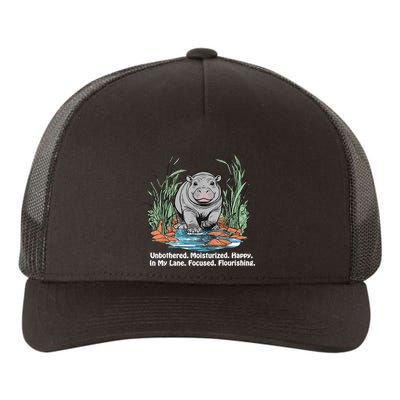 Unbothered Moo Deng Bouncy Pig Meme Cute Baby Hippo Viral Yupoong Adult 5-Panel Trucker Hat