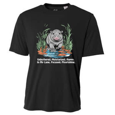 Unbothered Moo Deng Bouncy Pig Meme Cute Baby Hippo Viral Cooling Performance Crew T-Shirt