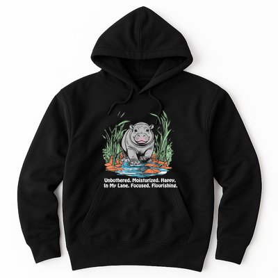 Unbothered Moo Deng Bouncy Pig Meme Cute Baby Hippo Viral Hoodie