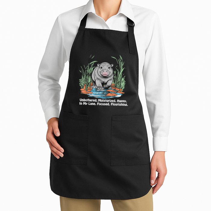 Unbothered Moo Deng Bouncy Pig Meme Cute Baby Hippo Viral Apron