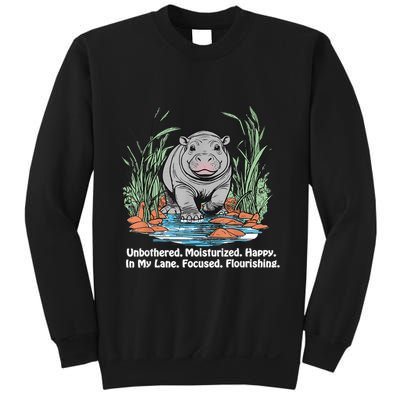 Unbothered Moo Deng Bouncy Pig Meme Cute Baby Hippo Viral Sweatshirt