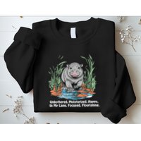 Unbothered Moo Deng Bouncy Pig Meme Cute Baby Hippo Viral Sweatshirt