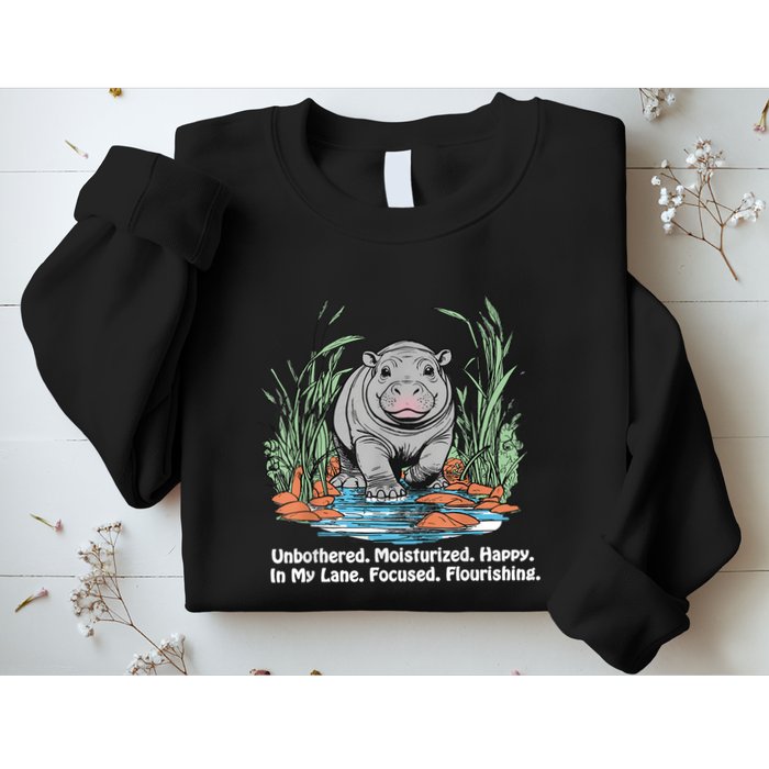 Unbothered Moo Deng Bouncy Pig Meme Cute Baby Hippo Viral Sweatshirt