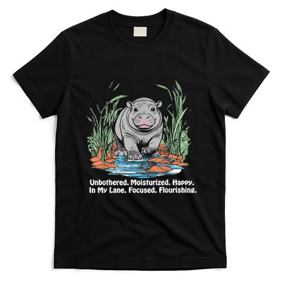 Unbothered Moo Deng Bouncy Pig Meme Cute Baby Hippo Viral T-Shirt