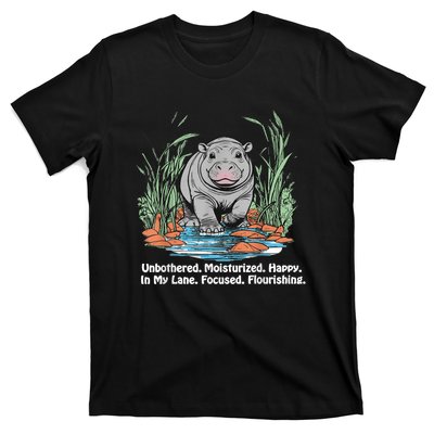 Unbothered Moo Deng Bouncy Pig Meme Cute Baby Hippo Viral T-Shirt