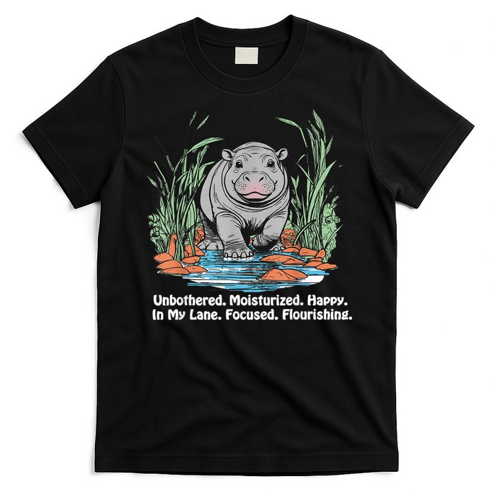 Unbothered Moo Deng Bouncy Pig Meme Cute Baby Hippo Viral T-Shirt