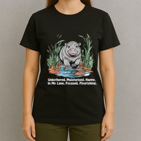 Unbothered Moo Deng Bouncy Pig Meme Cute Baby Hippo Viral T-Shirt