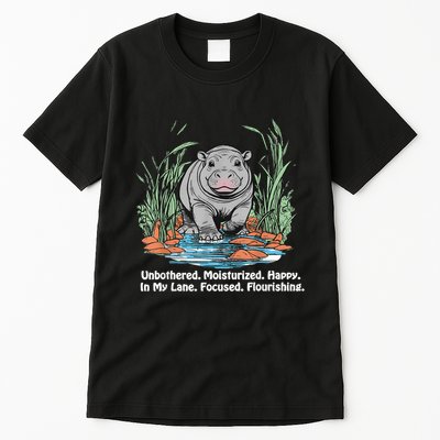 Unbothered Moo Deng Bouncy Pig Meme Cute Baby Hippo Viral Tall T-Shirt