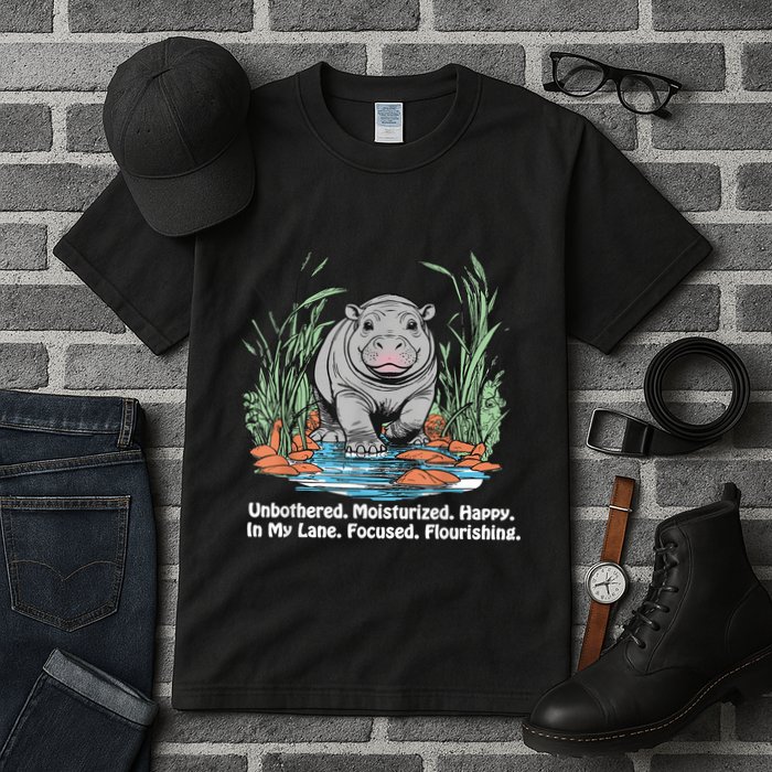 Unbothered Moo Deng Bouncy Pig Meme Cute Baby Hippo Viral Tall T-Shirt