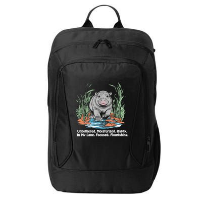Unbothered Moo Deng Bouncy Pig Meme Cute Baby Hippo Viral City Backpack