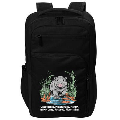 Unbothered Moo Deng Bouncy Pig Meme Cute Baby Hippo Viral Impact Tech Backpack