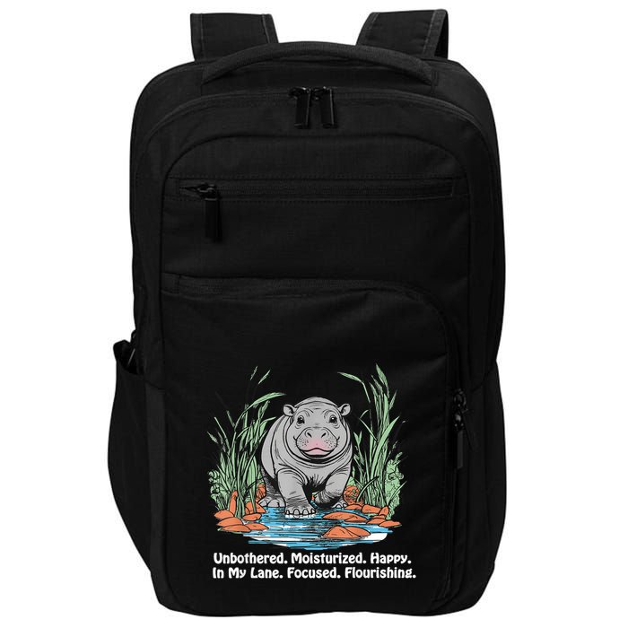 Unbothered Moo Deng Bouncy Pig Meme Cute Baby Hippo Viral Impact Tech Backpack