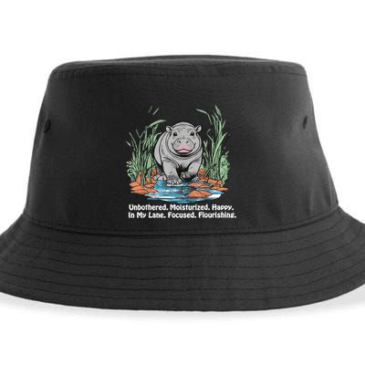 Unbothered Moo Deng Bouncy Pig Meme Cute Baby Hippo Viral Sustainable Bucket Hat