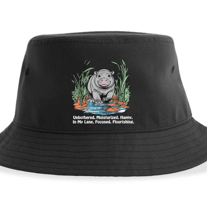 Unbothered Moo Deng Bouncy Pig Meme Cute Baby Hippo Viral Sustainable Bucket Hat