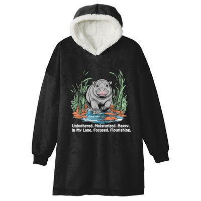 Unbothered Moo Deng Bouncy Pig Meme Cute Baby Hippo Viral Hooded Wearable Blanket