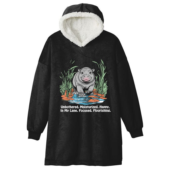 Unbothered Moo Deng Bouncy Pig Meme Cute Baby Hippo Viral Hooded Wearable Blanket