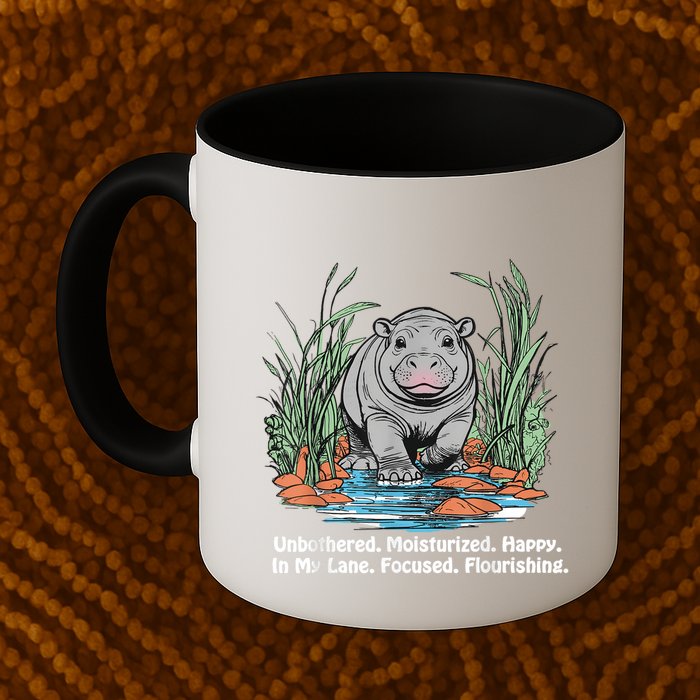 Unbothered Moo Deng Bouncy Pig Meme Cute Baby Hippo Viral Mug