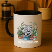 Unbothered Moo Deng Bouncy Pig Meme Cute Baby Hippo Viral Mug