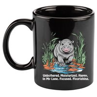 Unbothered Moo Deng Bouncy Pig Meme Cute Baby Hippo Viral 11oz C Handle Ceramic Mug