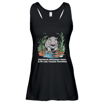 Unbothered Moo Deng Bouncy Pig Meme Cute Baby Hippo Viral Ladies Essential Flowy Tank