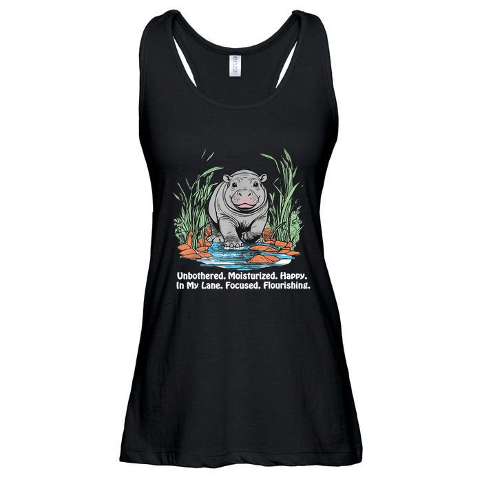 Unbothered Moo Deng Bouncy Pig Meme Cute Baby Hippo Viral Ladies Essential Flowy Tank