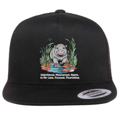 Unbothered Moo Deng Bouncy Pig Meme Cute Baby Hippo Viral Flatbill Hat