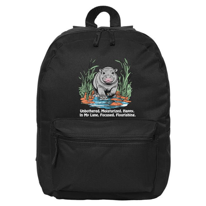 Unbothered Moo Deng Bouncy Pig Meme Cute Baby Hippo Viral 16 in Basic Backpack