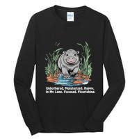Unbothered Moo Deng Bouncy Pig Meme Cute Baby Hippo Viral Tall Long Sleeve T-Shirt