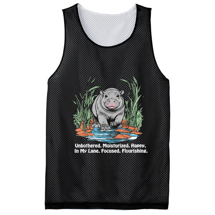 Unbothered Moo Deng Bouncy Pig Meme Cute Baby Hippo Viral Mesh Reversible Basketball Jersey Tank