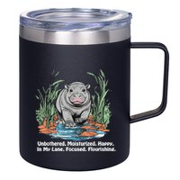 Unbothered Moo Deng Bouncy Pig Meme Cute Baby Hippo Viral 12oz Stainless Steel Coffee Mug