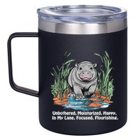Unbothered Moo Deng Bouncy Pig Meme Cute Baby Hippo Viral 12oz Stainless Steel Coffee Mug