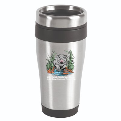 Unbothered Moo Deng Bouncy Pig Meme Cute Baby Hippo Viral 16oz Travel Tumbler
