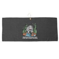 Unbothered Moo Deng Bouncy Pig Meme Cute Baby Hippo Viral Large Microfiber Waffle Golf Towel