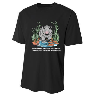 Unbothered Moo Deng Bouncy Pig Meme Cute Baby Hippo Viral Performance Sprint T-Shirt